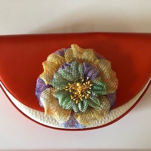 Varon Handbags NWT  vintage multi colored leather handbag with flower man NYC